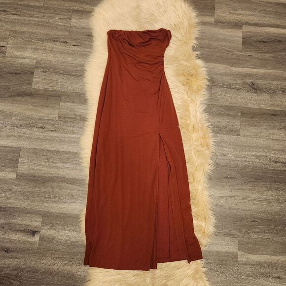 Free People Hayley Midi Dress in Russet Acorn Burnt Orange NWOT - Picture 1 of 9